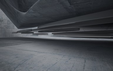 Empty dark abstract concrete smooth interior . Architectural background. 3D illustration and rendering