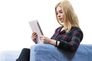 Young woman using tablet