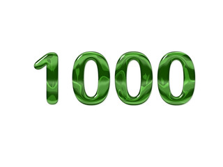 Green Number 1000 isolated white background