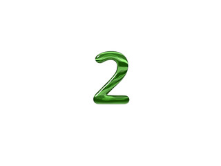 Green Number 2 isolated white background