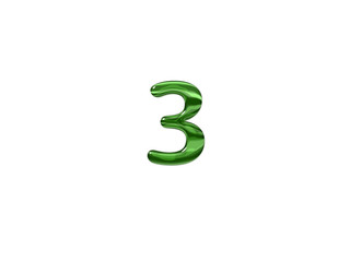 Green Number 3 isolated white background