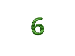 Green Number 6 isolated white background
