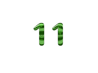 Green Number 11 isolated white background