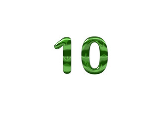 Green Number 10 isolated white background