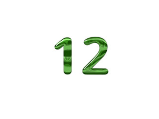 Green Number 12 isolated white background