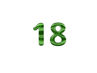 Green Number 18 isolated white background