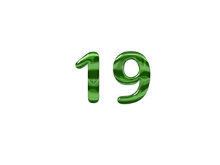 Green Number 19 isolated white background