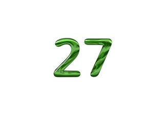 Green Number 27 isolated white background