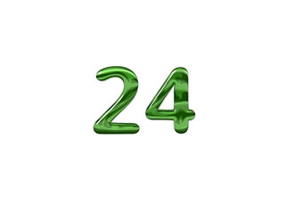 Green Number 24 isolated white background