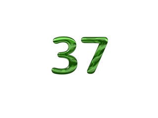 Green Number 37 isolated white background