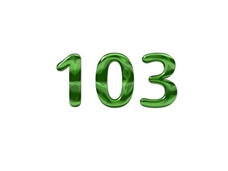 Green Number 103 isolated white background