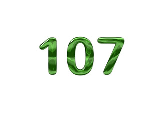 Green Number 107 isolated white background