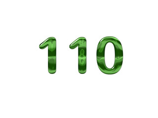 Green Number 110 isolated white background