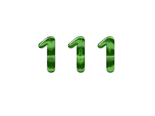 Green Number 111 isolated white background
