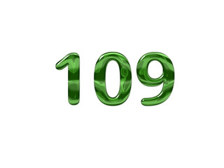Green Number 109 isolated white background