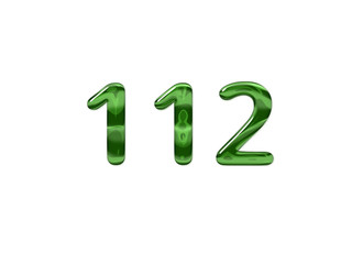 Green Number 112 isolated white background