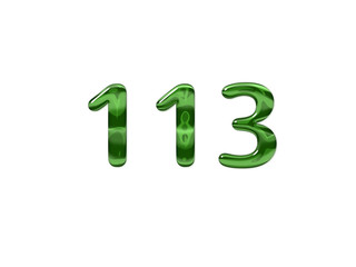 Green Number 113 isolated white background