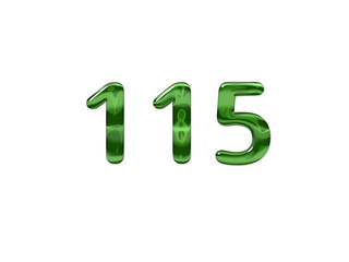 Green Number 115 isolated white background