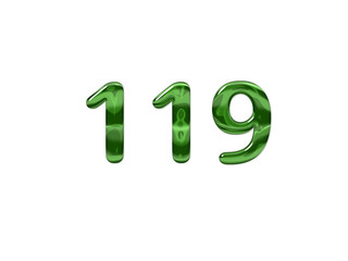 Green Number 119 isolated white background