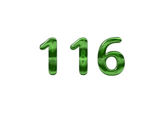 Green Number 116 isolated white background