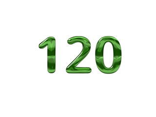 Green Number 120 isolated white background