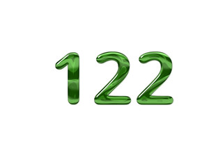 Green Number 122 isolated white background