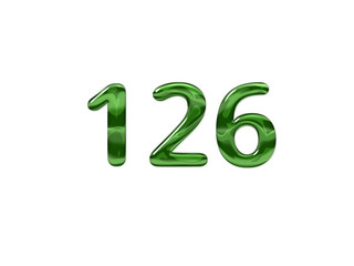 Green Number 126 isolated white background