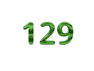 Green Number 129 isolated white background