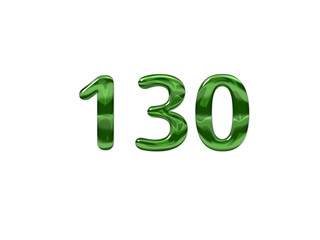 Green Number 130 isolated white background