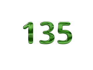 Green Number 135 isolated white background
