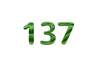 Green Number 137 isolated white background