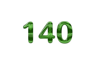 Green Number 140 isolated white background