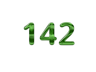 Green Number 142 isolated white background