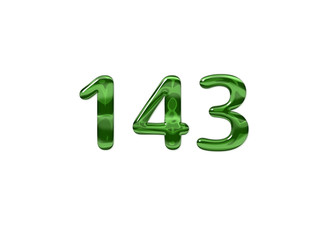 Green Number 143 isolated white background