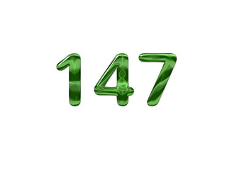 Green Number 147 isolated white background