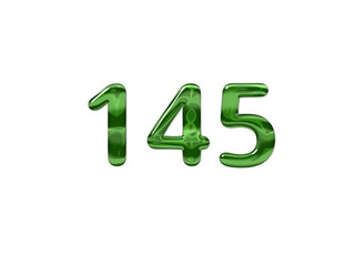 Green Number 145 isolated white background