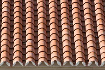 Closeup of old roof tiles, Spain