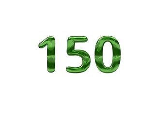 Green Number 150 isolated white background