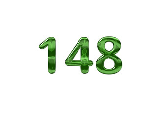 Green Number 148 isolated white background