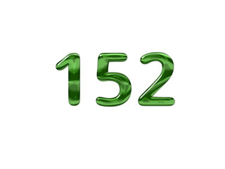 Green Number 152 isolated white background