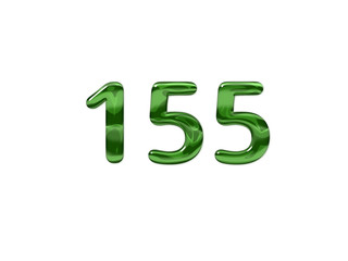 Green Number 155 isolated white background