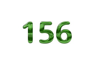Green Number 156 isolated white background
