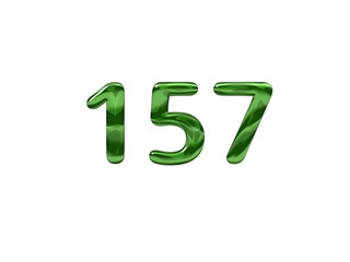 Green Number 157 isolated white background