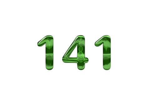 Green Number 141 isolated white background