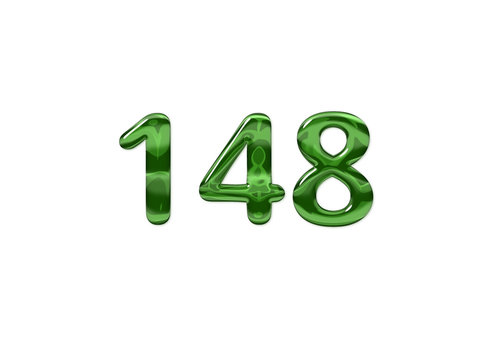 Green Number 148 isolated white background