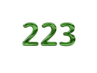 Green Number 223 isolated white background