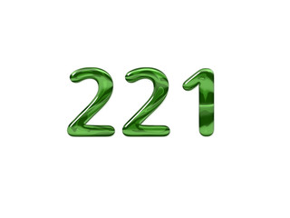 Green Number 221 isolated white background