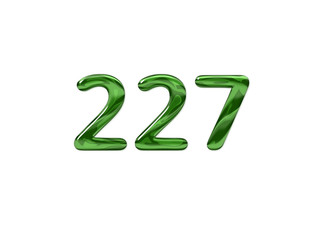 Green Number 227 isolated white background