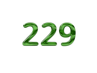 Green Number 229 isolated white background