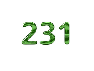 Green Number 231 isolated white background